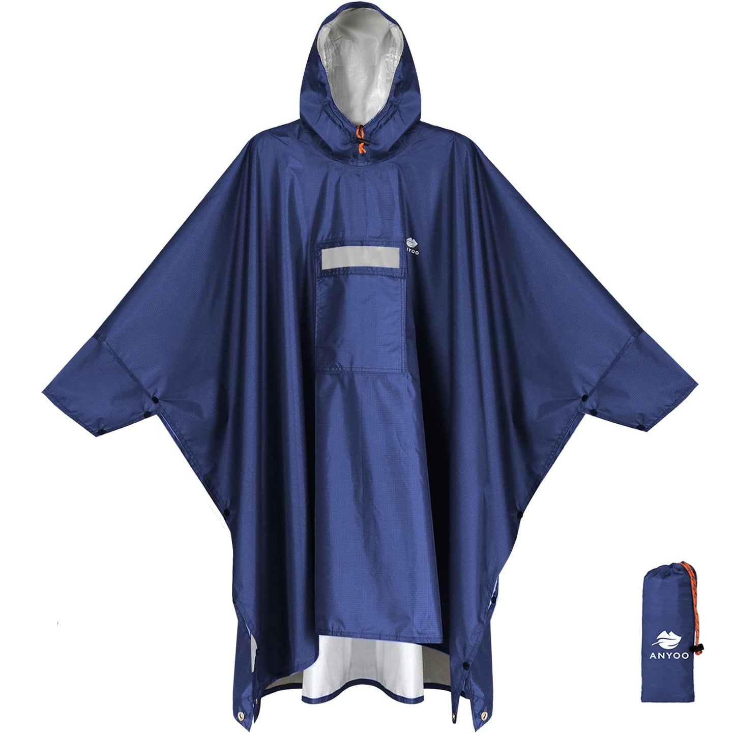 ANYOO Hooded Rain Poncho for Adults Waterproof Lightweight Rain Coat for Men Women Reusable Rain Jacket for Emergency Outdoor