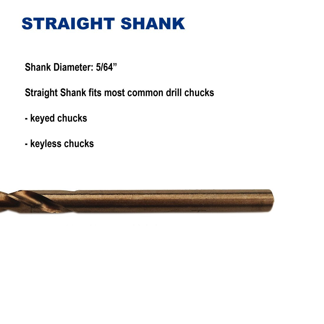 1/4-Inch Cobalt Steel M35 Jobber Length Twist Drill Bits for Hard Metal, Stainless Steel, Pack of 12