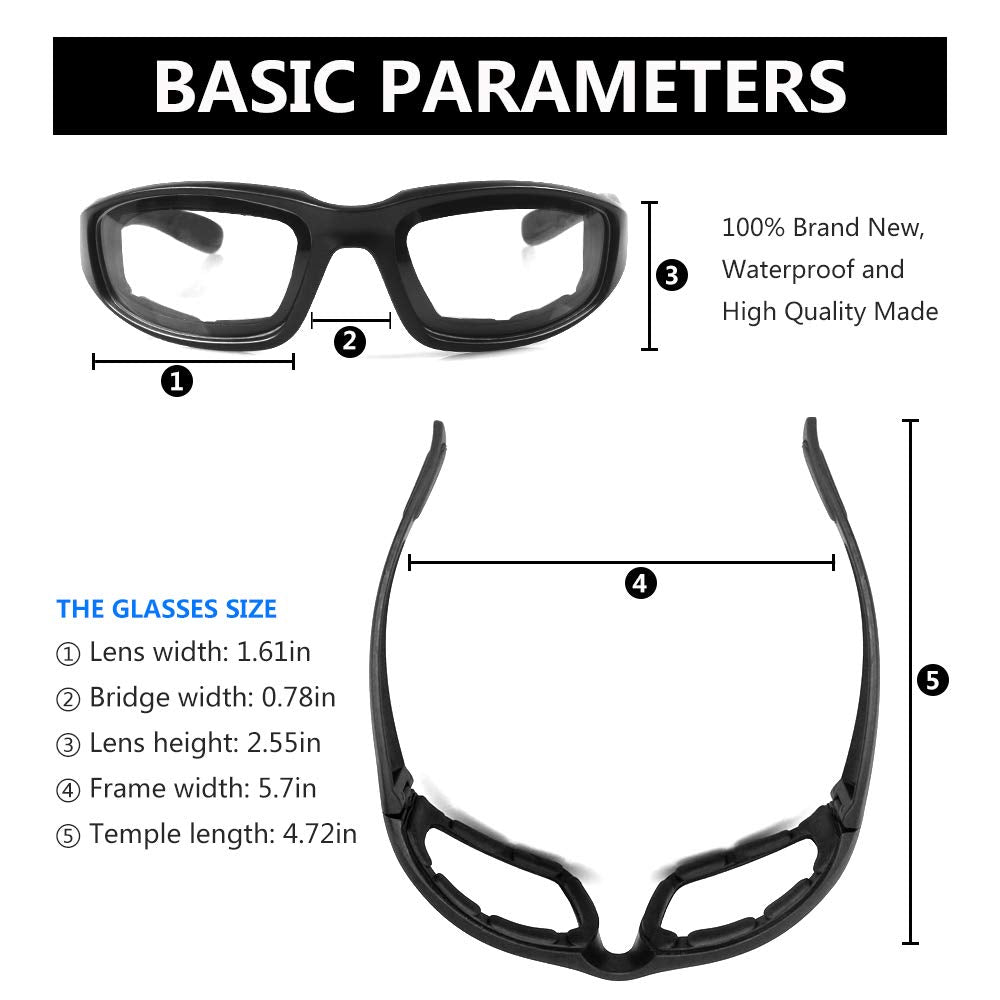 3 Pair Motorcycle Riding Glasses Padding Goggles UV Protection Dustproof Windproof Motorcycle Sunglasses for Outdoor Actives