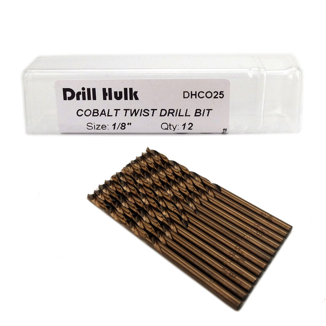 1/4-Inch Cobalt Steel M35 Jobber Length Twist Drill Bits for Hard Metal, Stainless Steel, Pack of 12