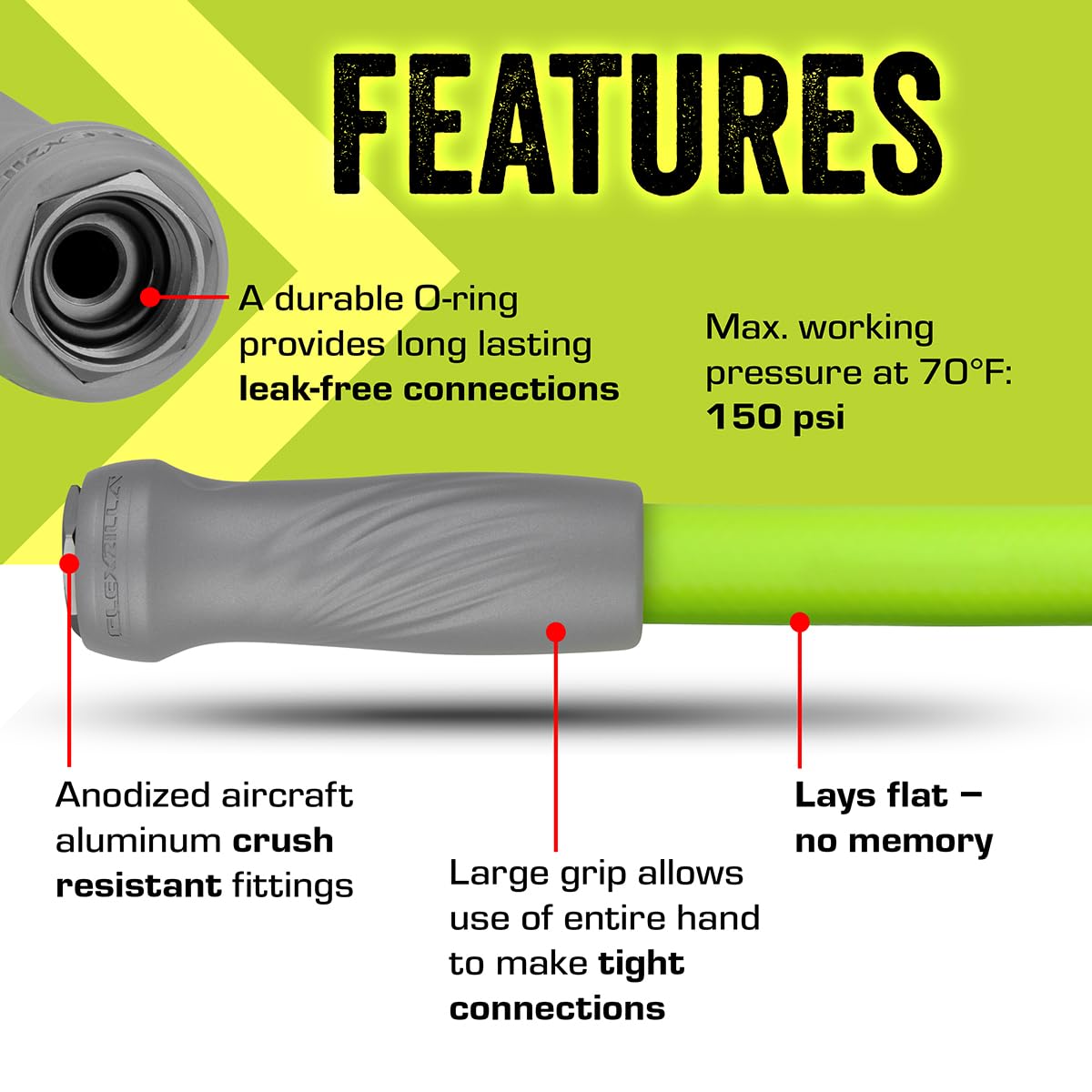 Flexzilla Garden Hose 5/8 in. x 50 ft, Heavy Duty, Lightweight, Durable, ZillaGreen - HFZG550YW-E