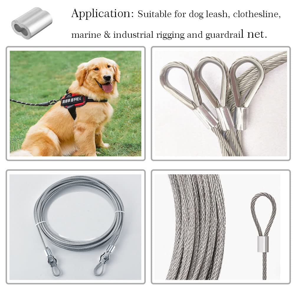 120pcs Wire Rope Aluminum Sleeve for 3/32 Diameter Wire Rope and Cable