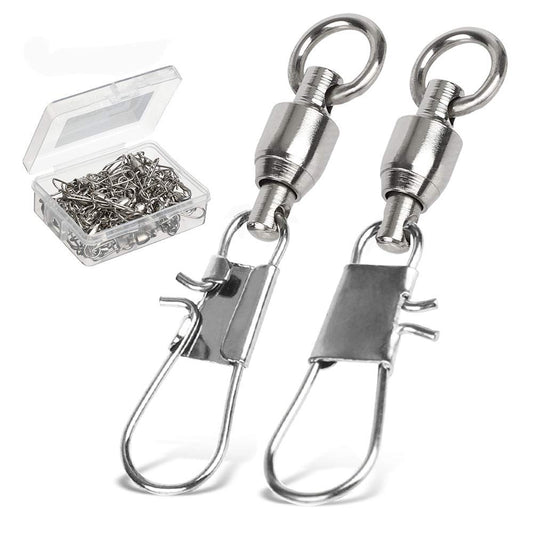 AMYSPORTS Fishing Swivels with Interlock Snap Ball Bearing Swivels Fishing Snap Swivels Saltwater Freshwater Fishing Tackle Leader Lure Jigs Line Fishing Connector