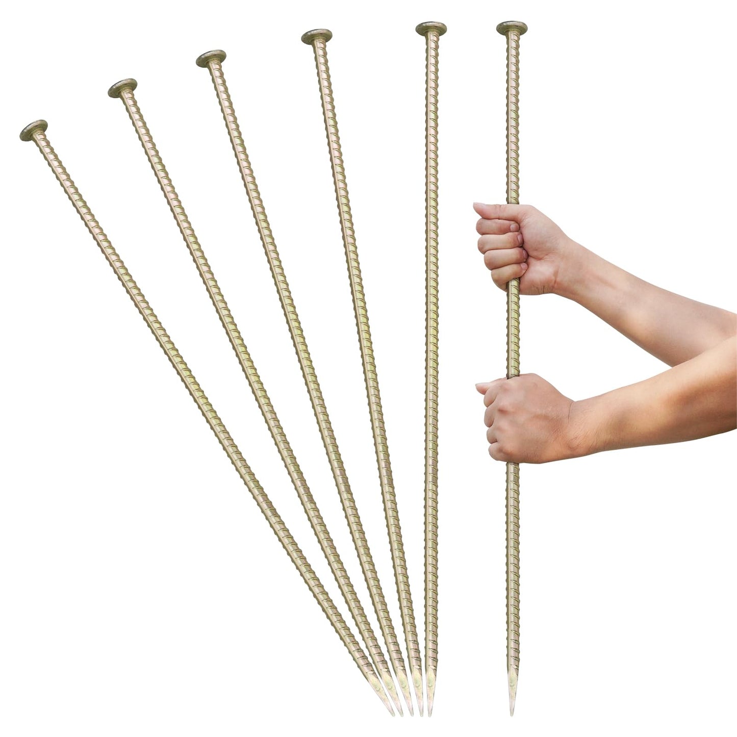 30 Inch Long Rebar Stakes - 9/16 Inch Diameter Heavy Duty Asphalt Anchors, Galvanized Steel Ground Anchor for Speed Bump, Wheel Stop, Tent and More (4 Counts)
