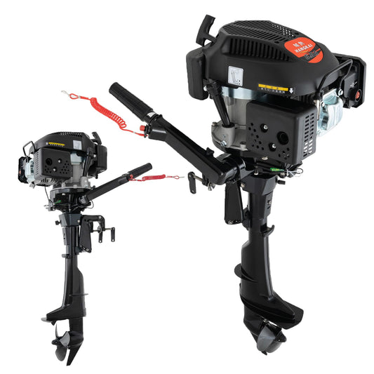 4-stroke 6HP Outboard Motor, HANGKAI Heavy Duty Outboard Boat Motor Engine Fishing Boat Engine Short Shaft Boat Motor with Air Cooling & TCI Ignition System for Rubber Boats Outdoor Exploration