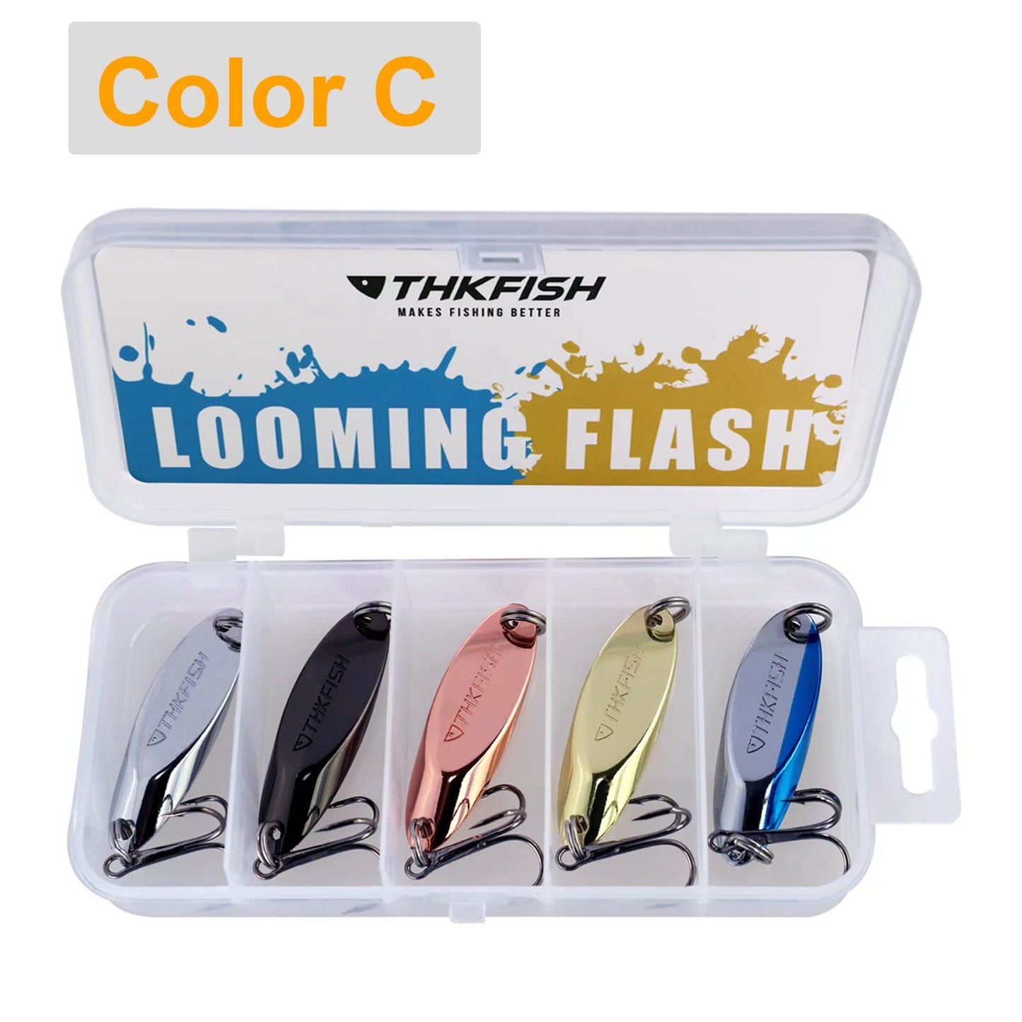 THKFISH Fishing Lures Trout Lures Fishing Spoons Lures for Trout Pike Bass Crappie Walleye 1/8oz 1/5oz 1/4oz 3/8oz 1/2oz 3/4oz 5pcs