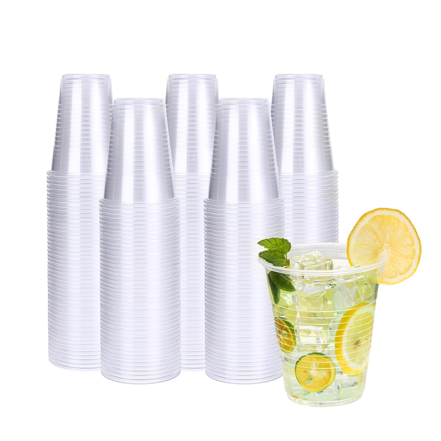 YEEHAW 9 oz Plastic Cups, 500 Pack - Clear Disposable Drinking Water Cups for Cold Beverages, Ideal for Party