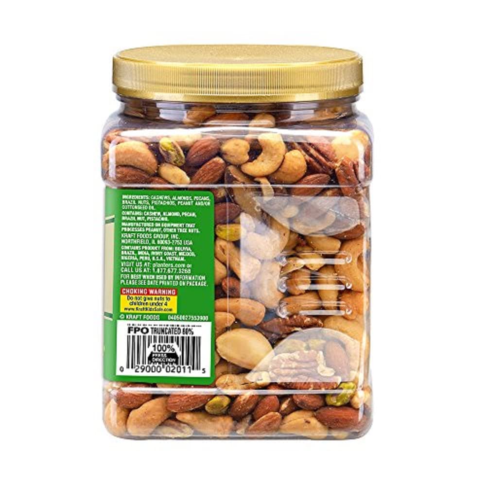 PLANTERS Deluxe Mixed Nuts, Cashews, Almonds, Pecans, Pistachios, Hazelnuts, Roasted with Sea Salt, Party Snacks, Plant-Based Protein Nut Mix, Snacks for Adults, After School Snack Mix, 27oz