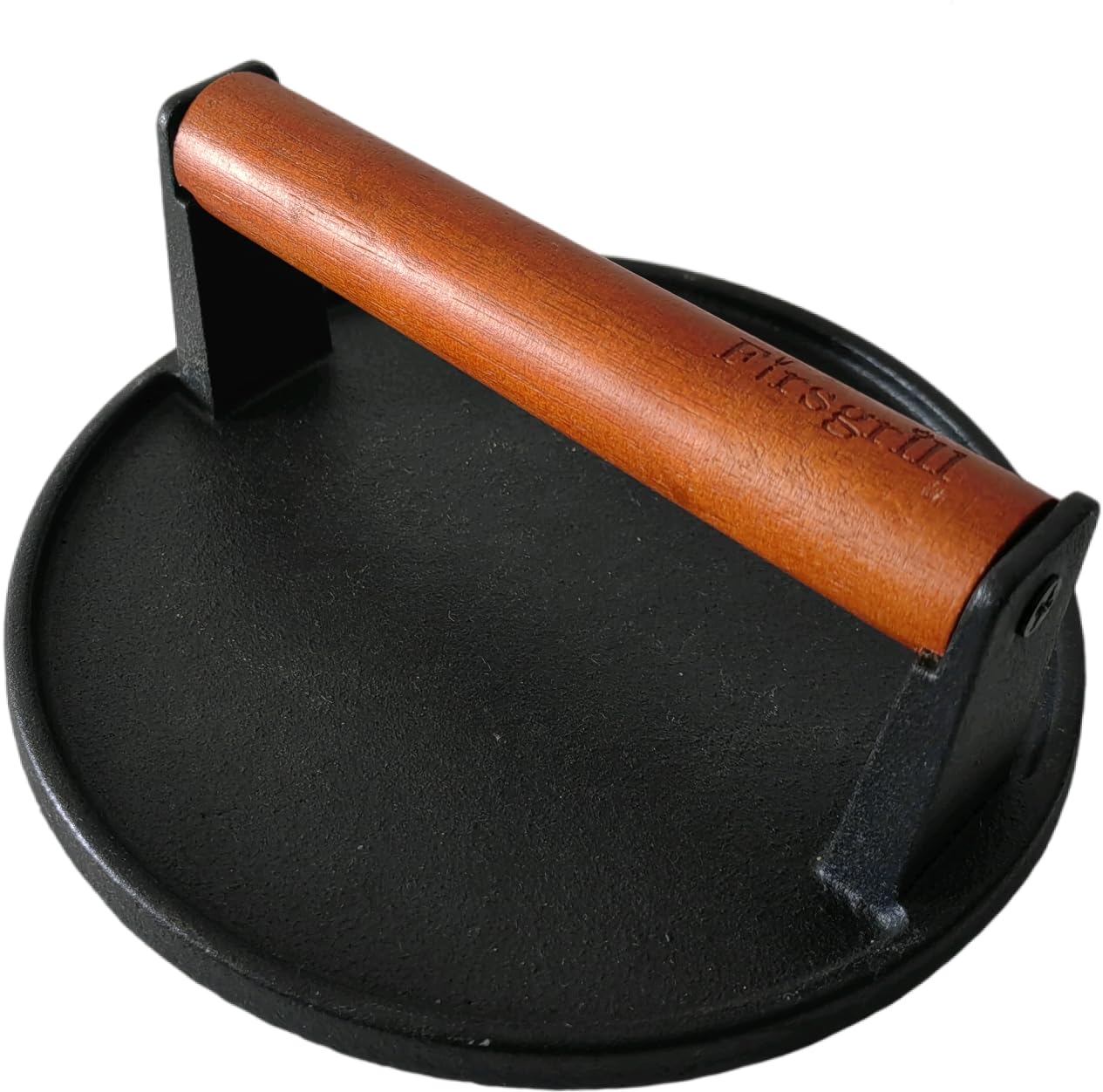 Burger Press 7.08" Round & 8.3”X4.3”Rectangle Heavy-Duty Cast Iron Smash Meat Steak With Wood Handle for Blackstone Camp chef Pitboss Weber Treager Griddle Grills (Round & Rectangle)