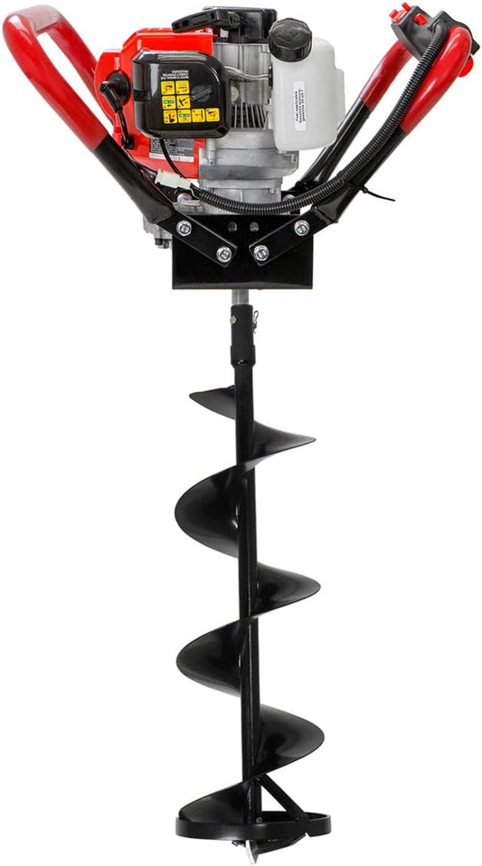XtremepowerUS 55cc V-Type Gas-Powered Ice Post Hole Digger 2 Stroke EPA Motor Digging Bit (Include 8" Ice Auger Bit)