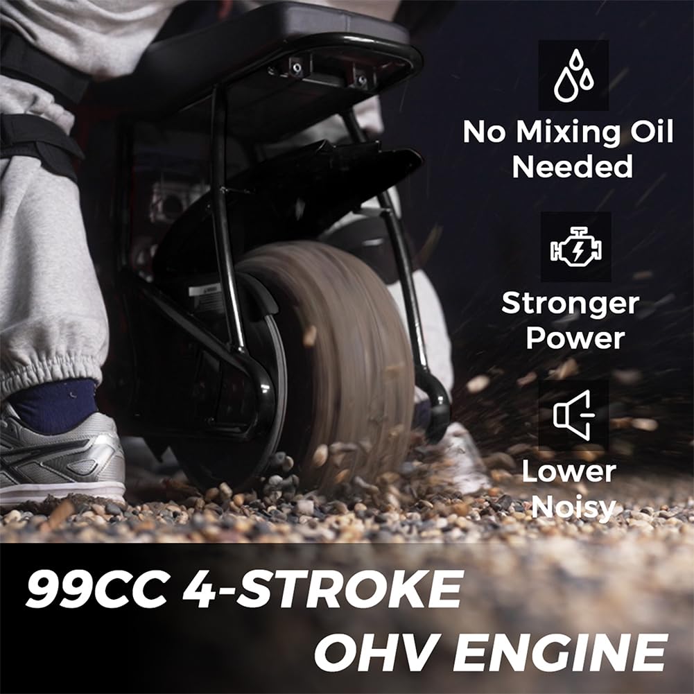 FRP Mini Dirt Bike GMB100, 99 CC Gas Powered Mini Bike 4 Stroke 3HP, Off Road Mini Bikes for Kids and Adult, Trail Bike Up to 28 Mph, Weight Support Up to 220 LBS (Black)