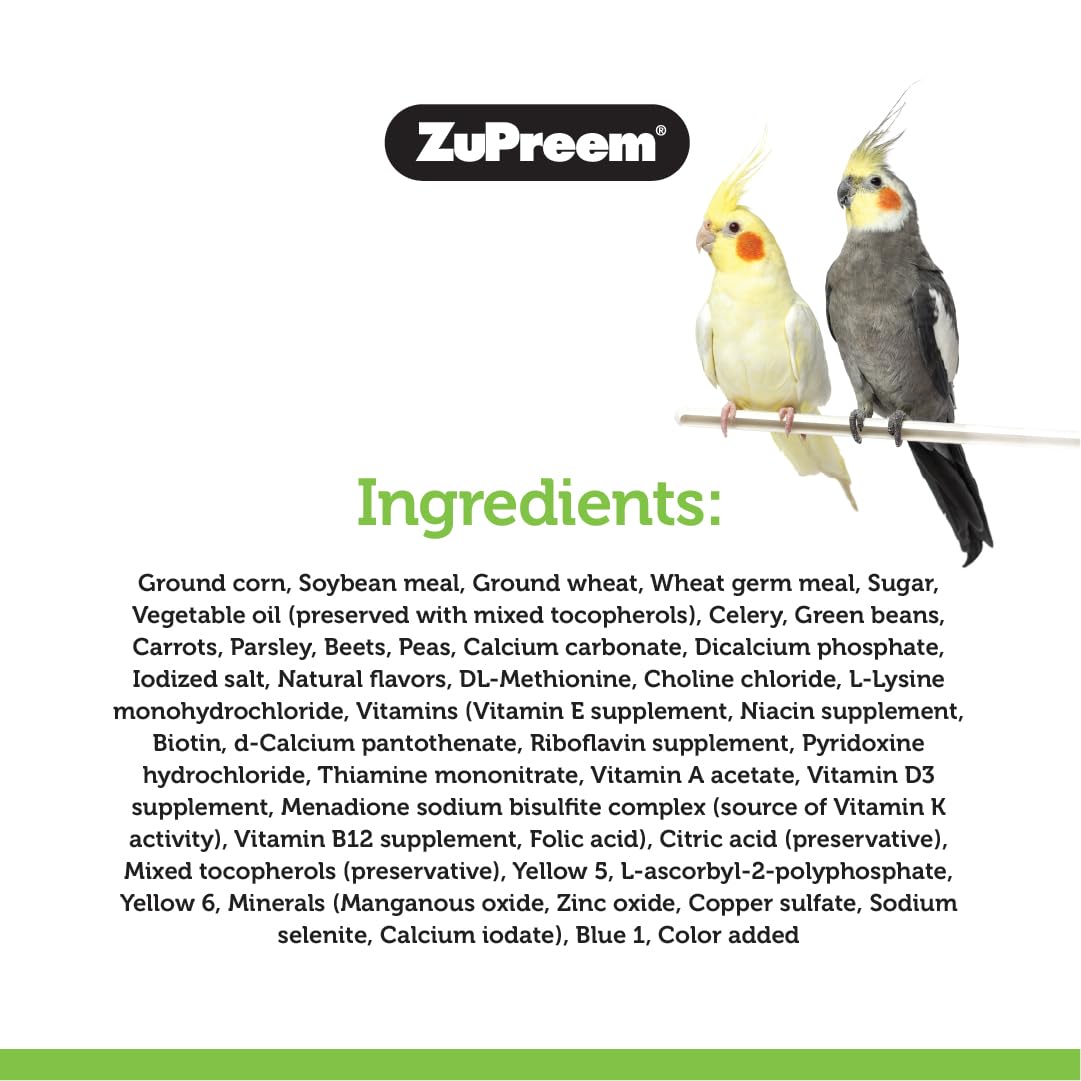 ZuPreem Sensible Seed Bird Food, Cockatiel, Lovebird, Quaker, Small Conure, Seed and Pellet Blend for Medium Birds, Food Mixer Topper, Enriching Variety, Made in the USA, (M, 2 lbs)