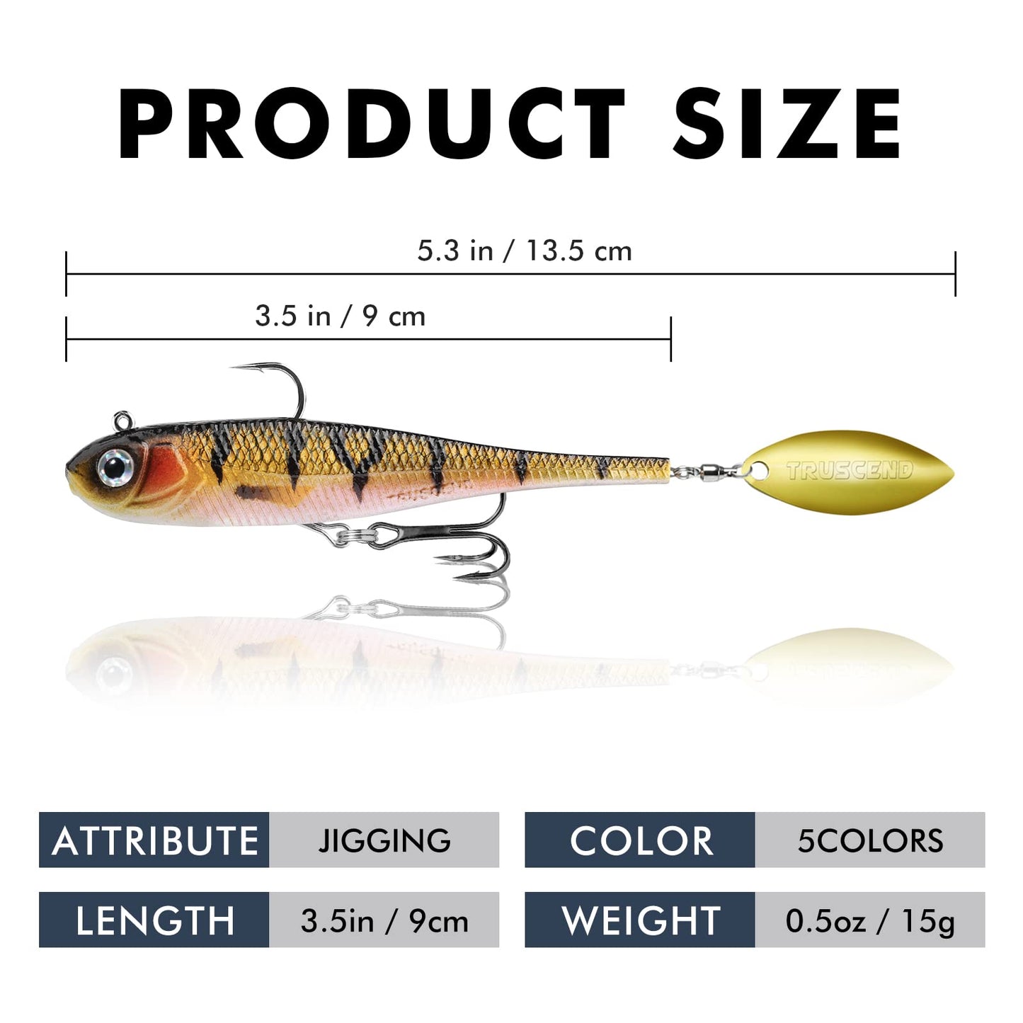 TRUSCEND Easy Catch Pre-Rigged Soft Lures, Vibrating Swim Action, Trembly Sinking Move, Amazing Soft Swimbait for Family Fishing, Well-Made Fishing Lures for Bass Trout Crappie Walleye Pike Redfish
