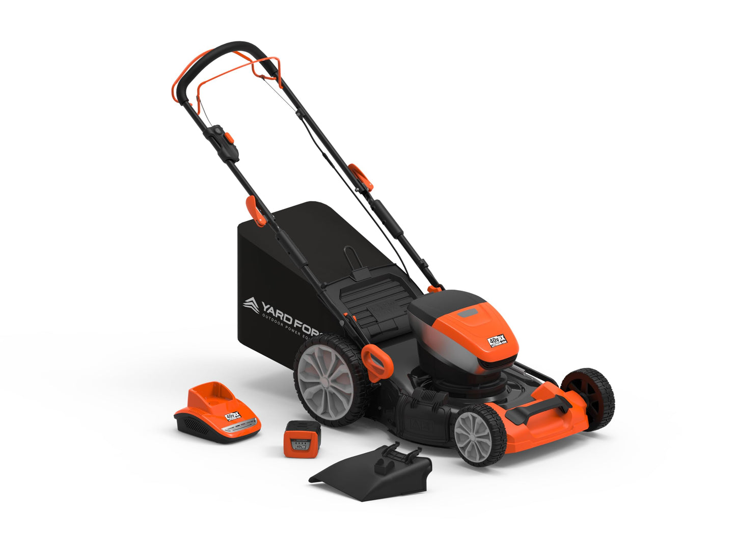 Yard Force Self Propelled Lawn Mower Briggs & Stratton 150cc Gas Engine 22-inch Steel Deck 3-in-1 Mulch, Bag, Side Discharge, 12-inch High Rear Wheels