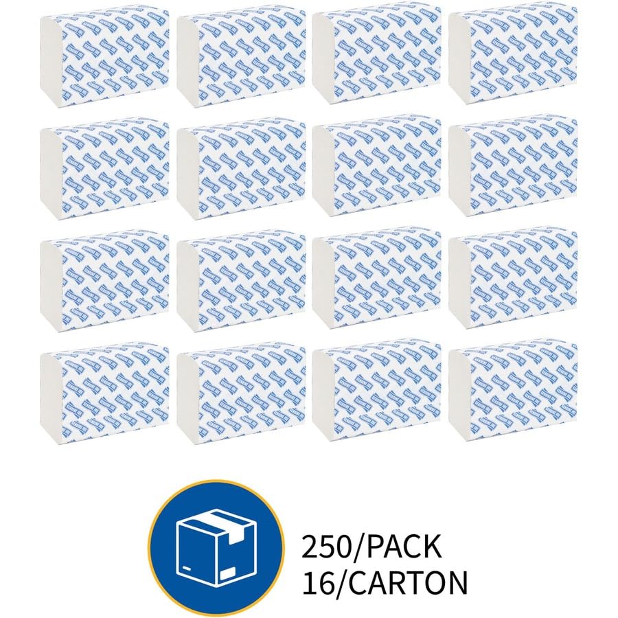 Genuine Joe Multifold Hand Towels, 9.5" x 9.10", 1-Ply, White, 250/Pack, 16 Count