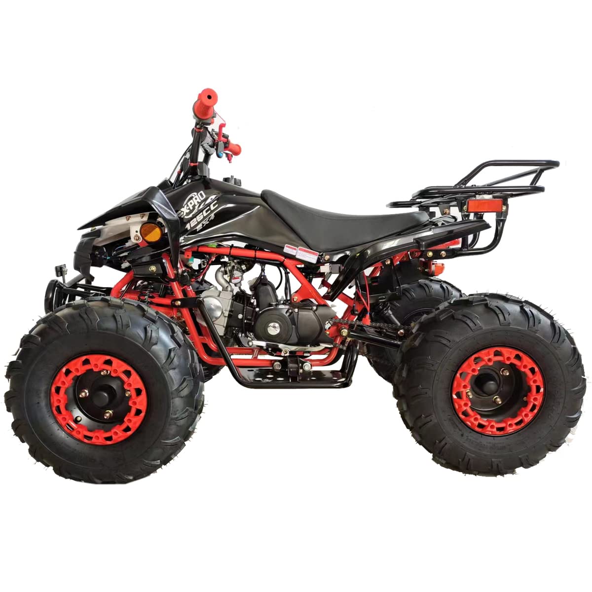 X-PRO 125cc ATV Automatic Transmission w/Reverse, LED Headlight, Big 19"/18" Tires! (Black, Factory Package)