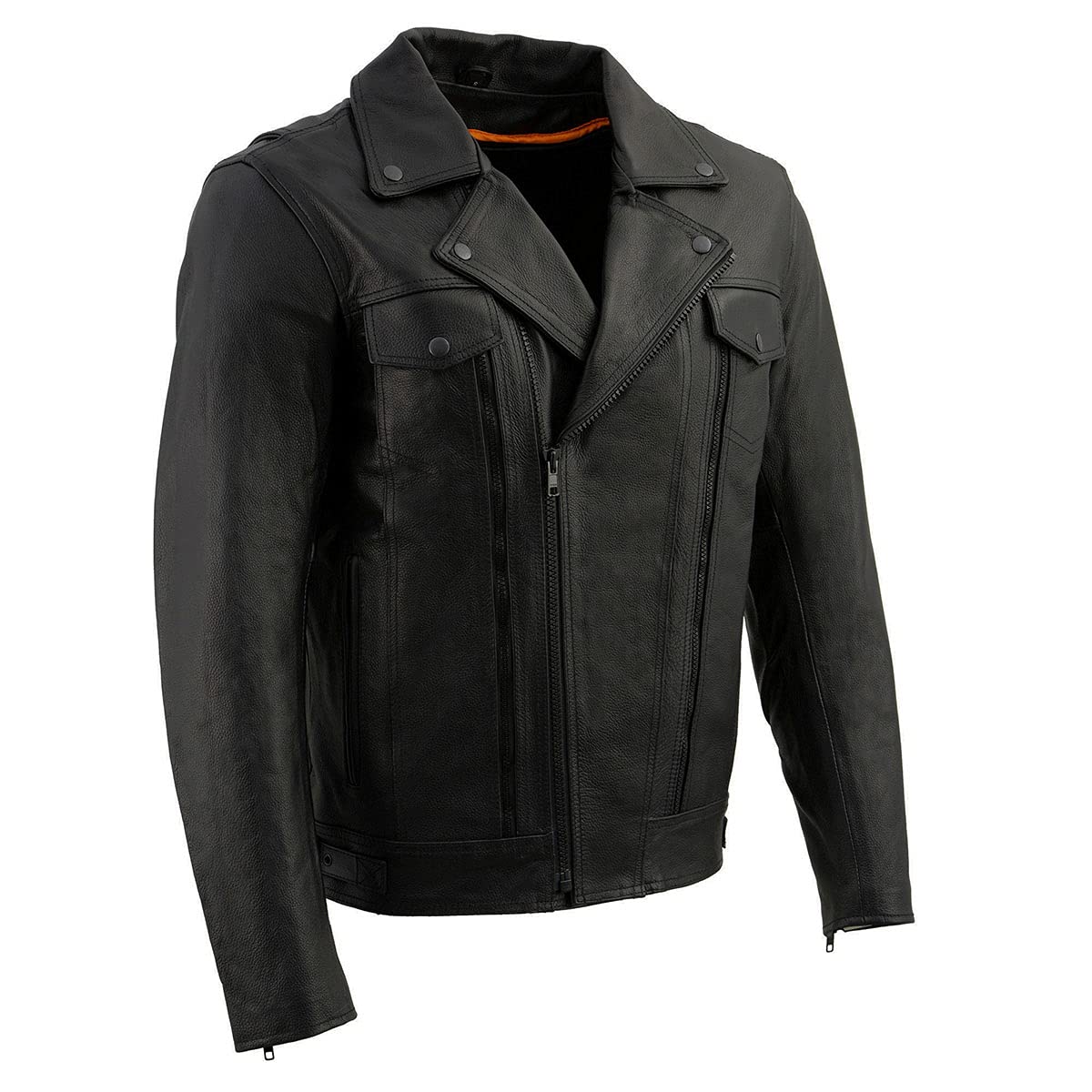 Milwaukee Leather LKM1781 Men's The Legend Classic Black Premium Leather Motorcycle Jacket w/Quilted Liner