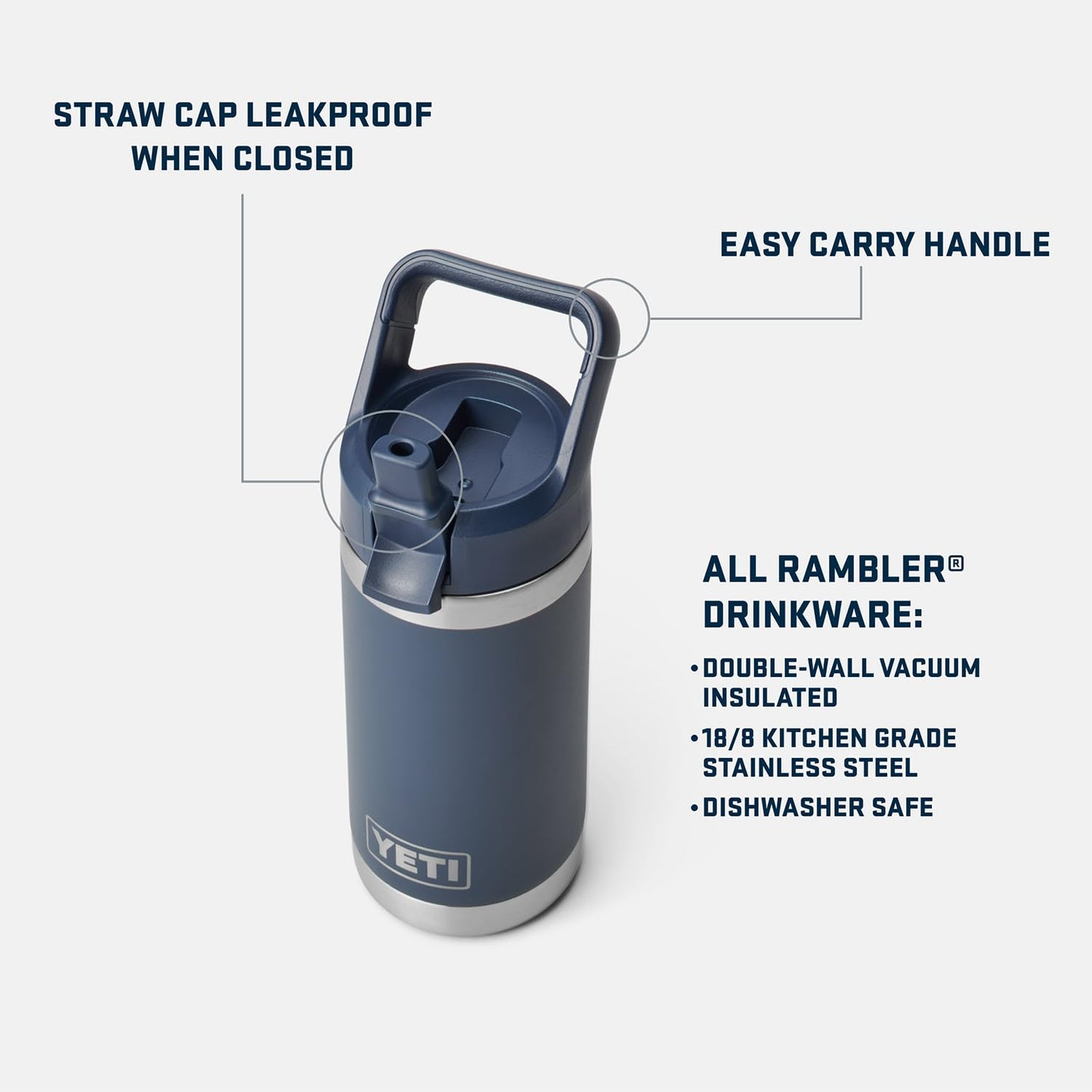 YETI Rambler Jr. 12 oz Kids Bottle, with Straw Cap, Canopy Green