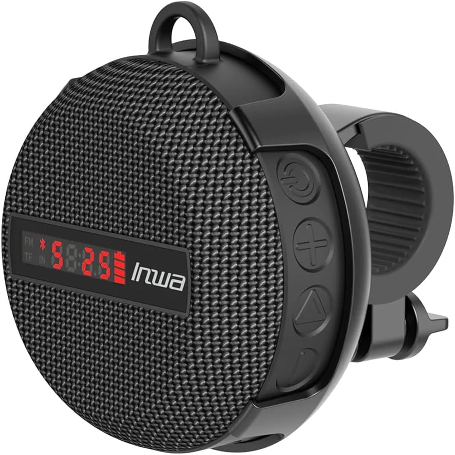 Inwa Portable Bluetooth Speaker, Bike Speakers with Speed Display, Wireless Speaker with 480 Mins Super Long of Playtime. Decent Sound, Compact Size and Loudness for Riding, Hiking, Showering, Golfing