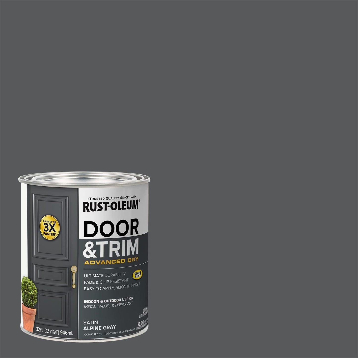 Rust-Oleum 369383 Advanced Dry Door & Trim Paint, Quart, Satin Black
