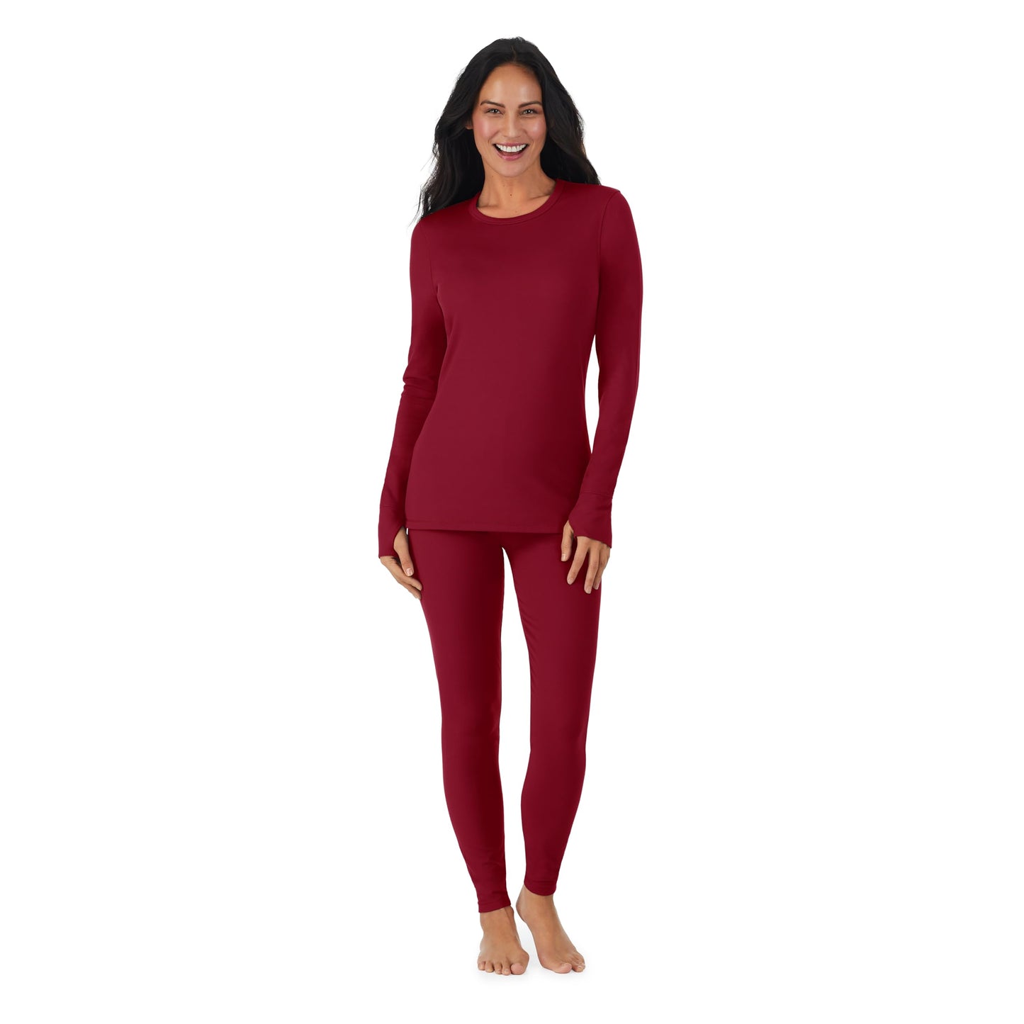 Cuddl Duds Womens Fleece Lined Thermal Base Layer Set – Long Sleeve Shirt & Leggings for Cold Weather – Lounge Set for Women