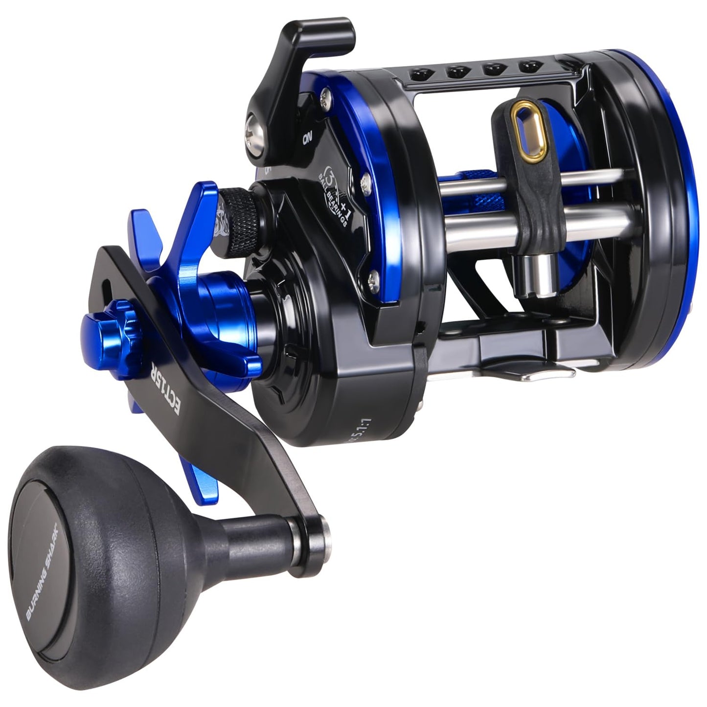 Baitcasting Fishing Reel, Smooth Powerful Round Baitcaster Reel, Saltwater Inshore Surf Trolling Reel, Conventional Reel for Catfish, Musky, Bass, Pike