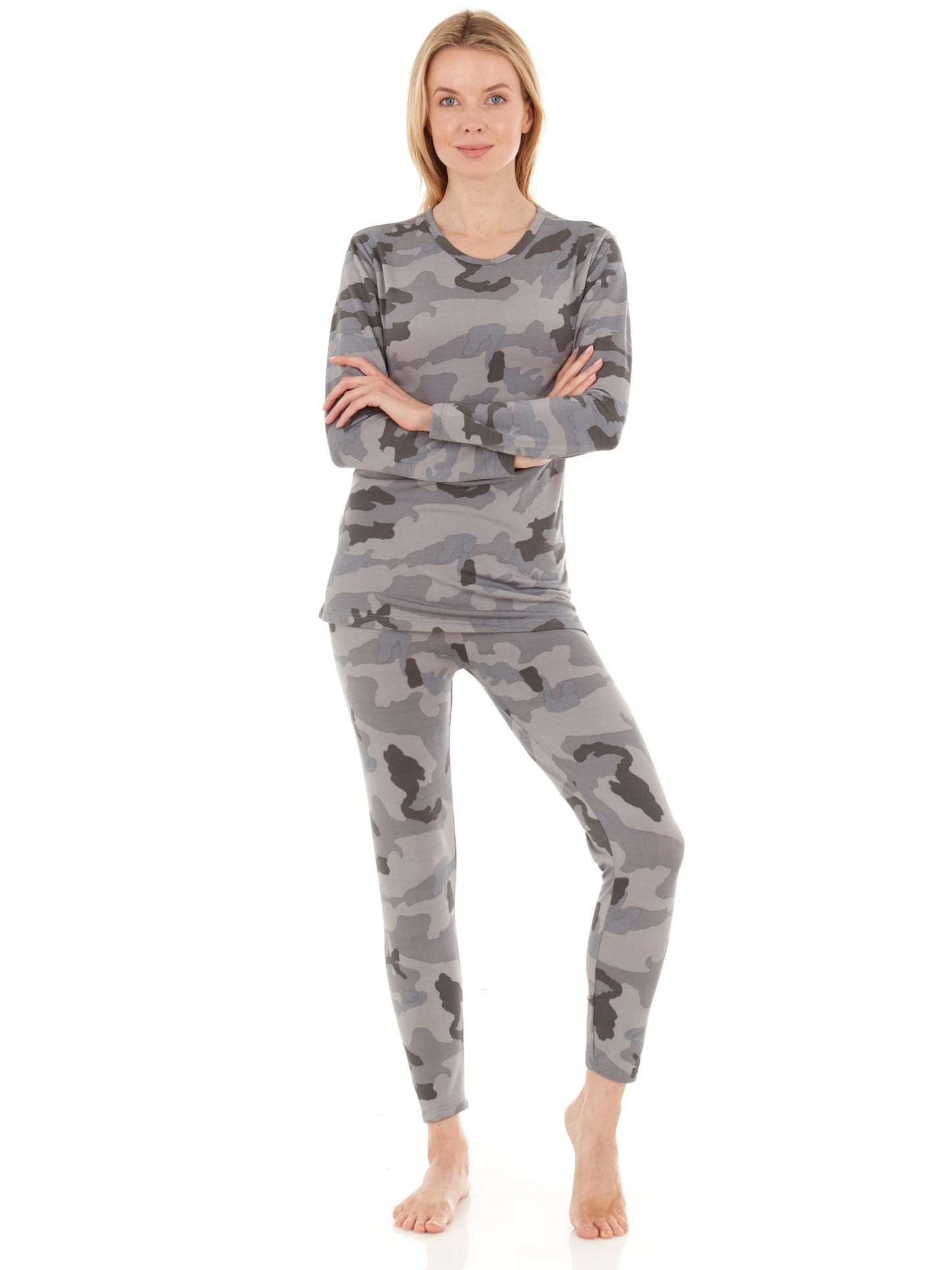 Thermajane Long Johns Thermal Underwear for Women Fleece Lined Base Layer Pajama Set Cold Weather