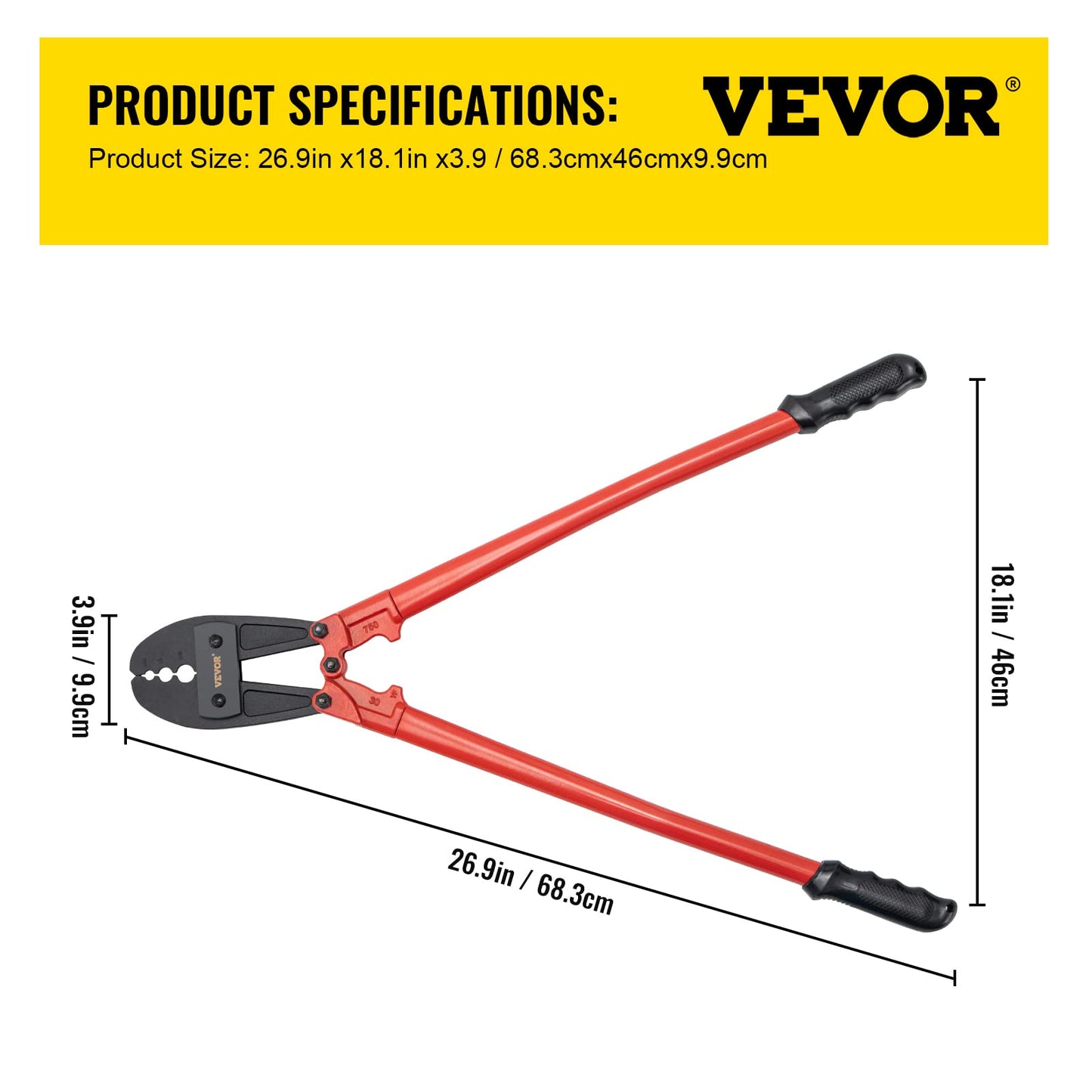 VEVOR Hand Swager Crimper 24 Inch,Swaging Tool 5 Cavity 1/16" 3/32" 1/8" 5/32" 3/16",Hand Cimping Tool for Copper Aluminum Oval Sleeves and Stop Sleeves,Wire Rope Crimping Tool Swage Tool Long Hand