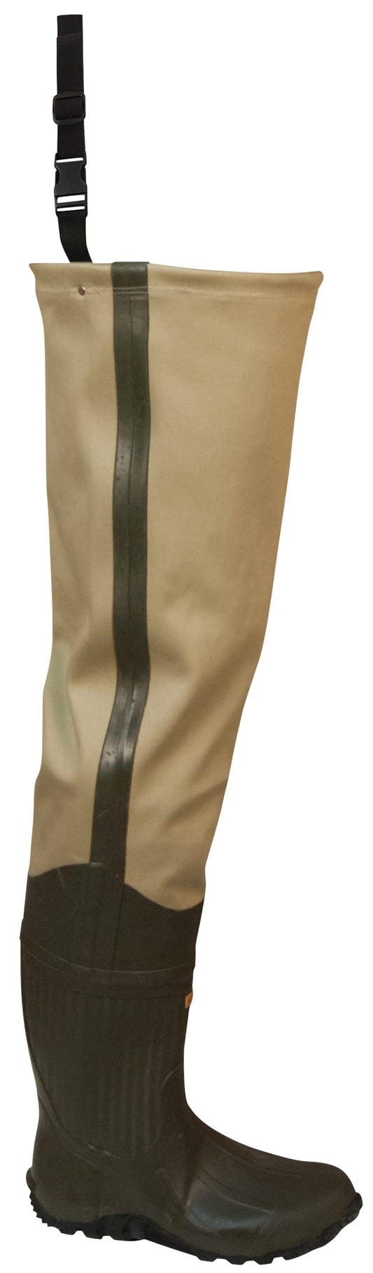 FROGG TOGGS Bull Frogg 3-ply PVC Canvas Waterproof Fishing Bootfoot Hip Wader for Fishing, Cleated or Felt, Cleated, 10