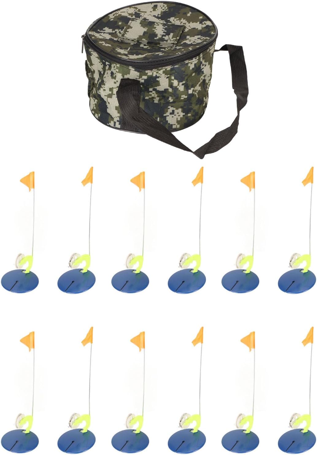 RiToEasySports 6 Set Ice Fishing Tip Ups with Storage Bag - Tip Up Flag Indicators for Winter Fishing