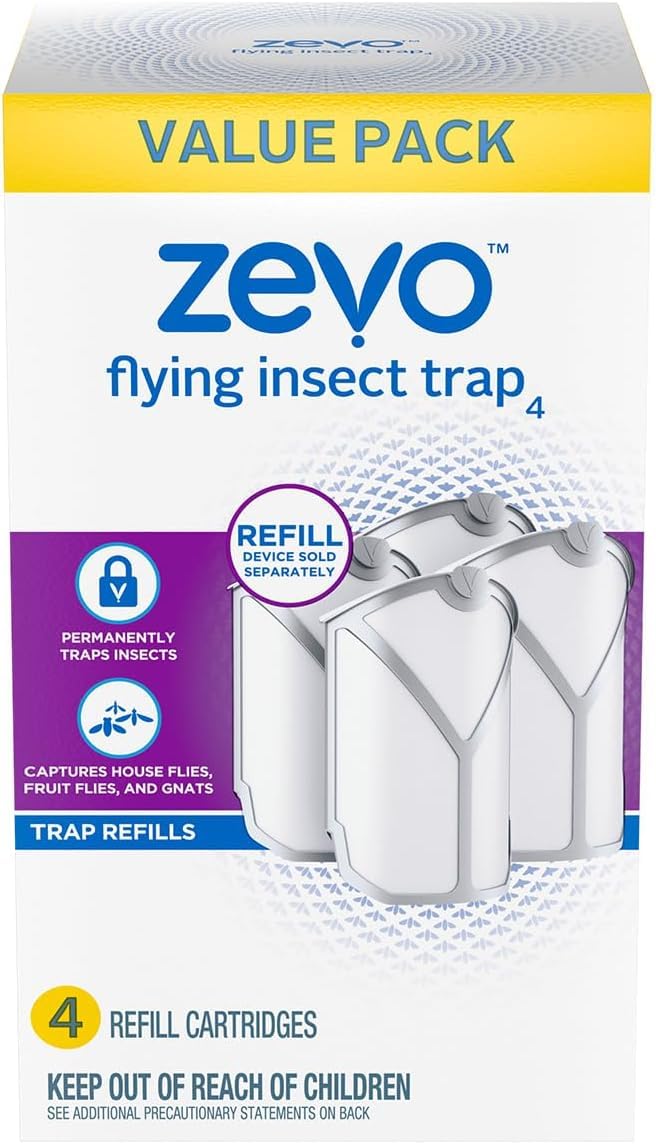 Zevo Flying Insect Trap for Indoors: Light Trap Captures Fruit Flies, Gnats and Houseflies, Starter Kit (1 Plug-in Base + 1 Cartridge)