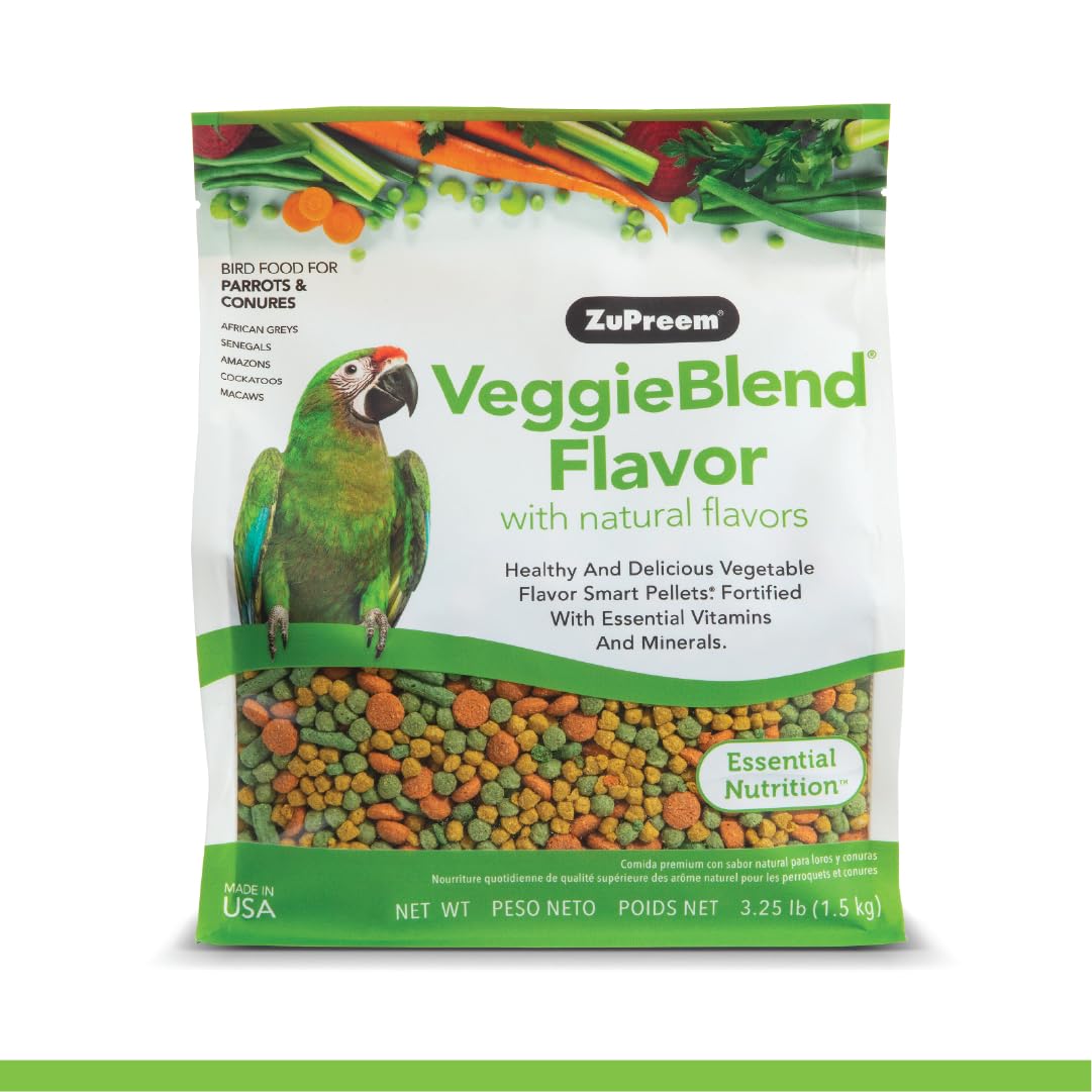 ZuPreem Smart Selects Bird Food, Daily Nutrition for Parrots, Conures, Caiques, African Greys, Eclectus, Small Cockatoos, Bird Feed Pellets & Seed Blend, Parrot Food, (Medium/Large, 4 lb bag)