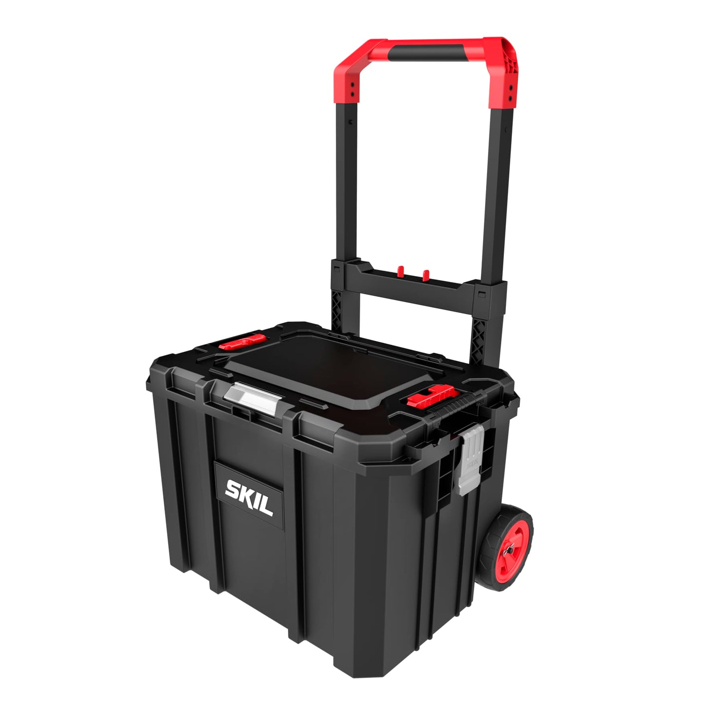 SKIL 20V 4-Tool Combo Kit: 20V Cordless Drill Driver Reciprocating Saw, Circular Saw and Spotlight, Includes Two 2.0Ah PWR CORE Lithium Batteries and One Charger - CB739701,Black, Red