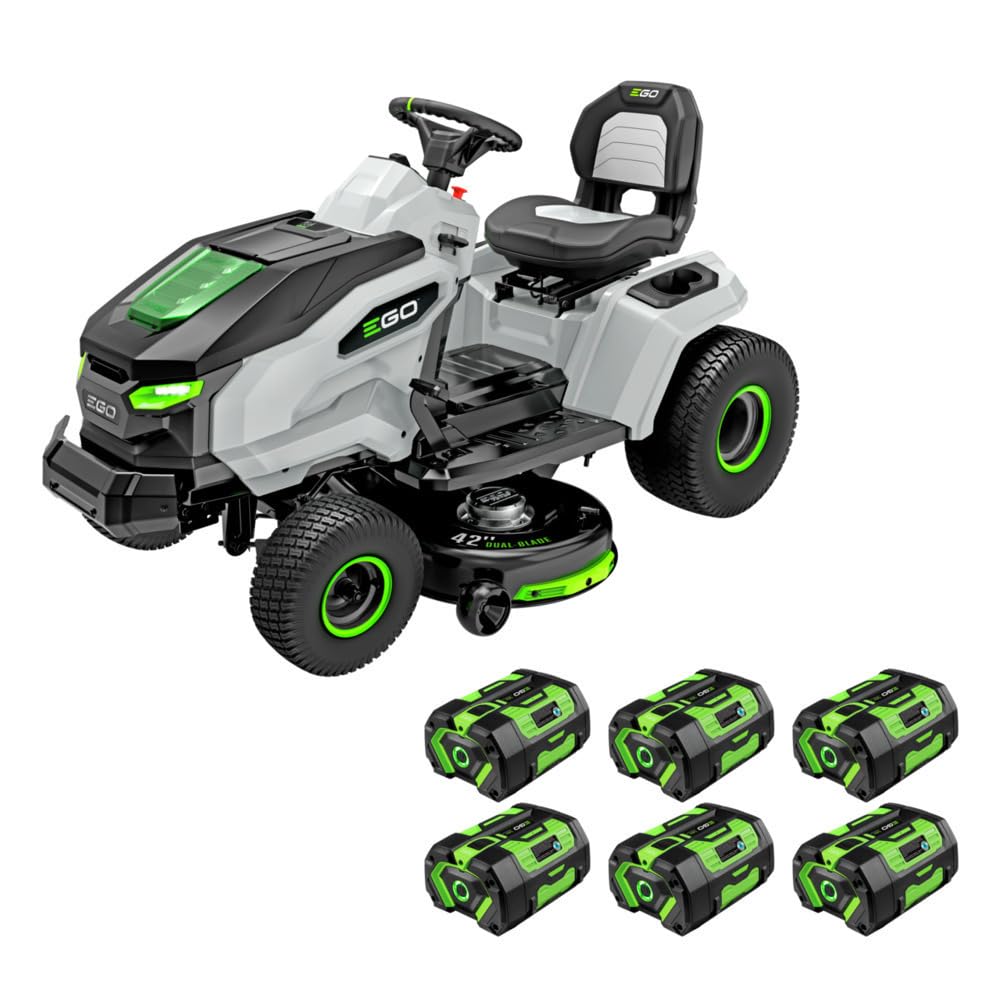 EGO Power+ Electric Riding Lawn Mower, 52" Deck with Zero Turn Radius, Includes (6) 56V 12.0Ah Batteries and Charger - ZT5207L