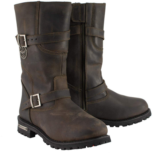 Milwaukee Leather MBM9063 Men's Classic Distressed Brown Leather Motorcycle Engineer Riding Biker Boots - 11.5