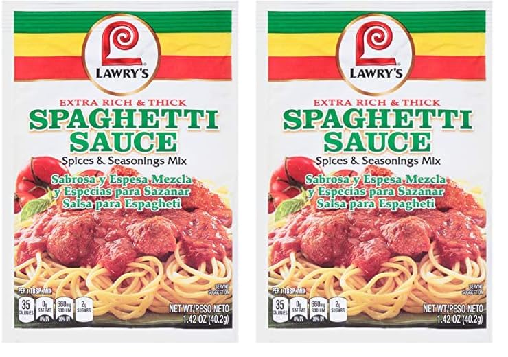 Lawry's Extra Rich & Thick Spaghetti Sauce Spices & Seasonings Mix, 1.42 oz (Pack of 12)