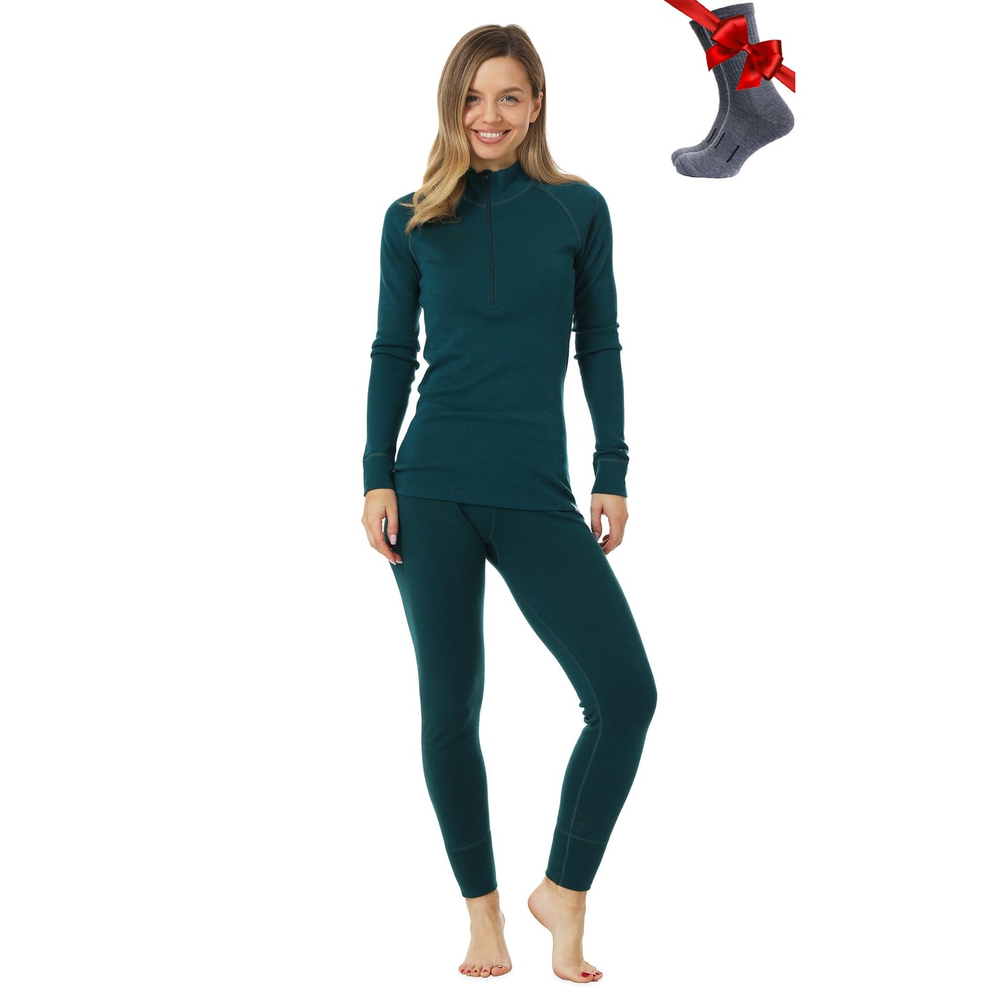 Merino.tech Merino Wool Base Layer Women Set - Heavyweight, Lite, Midweight Merino Thermal Underwear For Women Top, Bottom