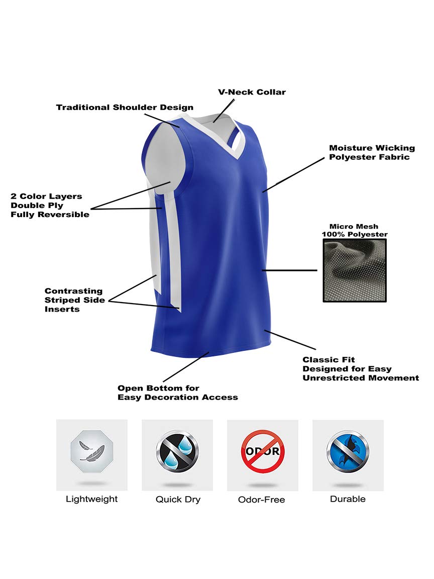 Liberty Imports Reversible Men's Mesh Athletic Basketball Jersey Single for Team Scrimmage (Blue/White, Large)