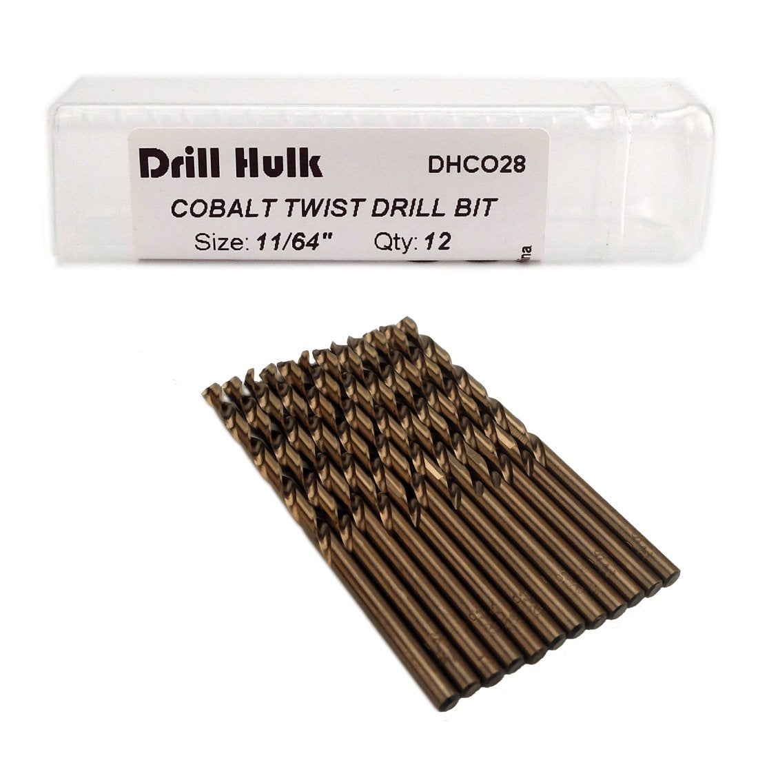 1/4-Inch Cobalt Steel M35 Jobber Length Twist Drill Bits for Hard Metal, Stainless Steel, Pack of 12