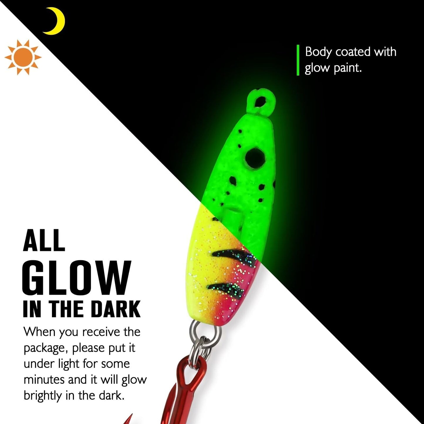 Dovesun Ice Fishing Jigs Ice Fishing Lures Kit Rattling Glow Ice Fishing Spoons for Bass Crappie Panfish Mens Fishing Gifts 15PCS/4PCS/3PCS