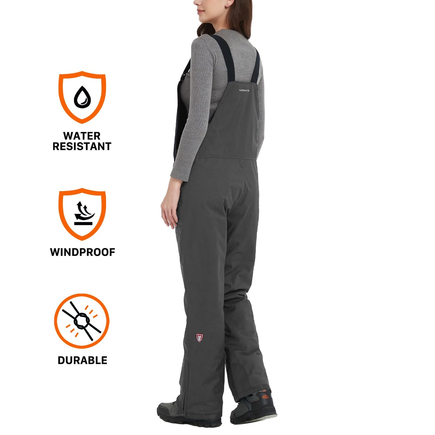 Women's Waterproof Heated Insulated Bib Overalls with Battery Pack