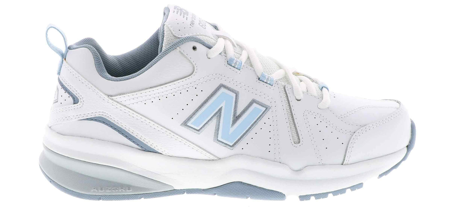 New Balance Women's 608 V5 Casual Comfort Cross Trainer, White/Light Blue, 9
