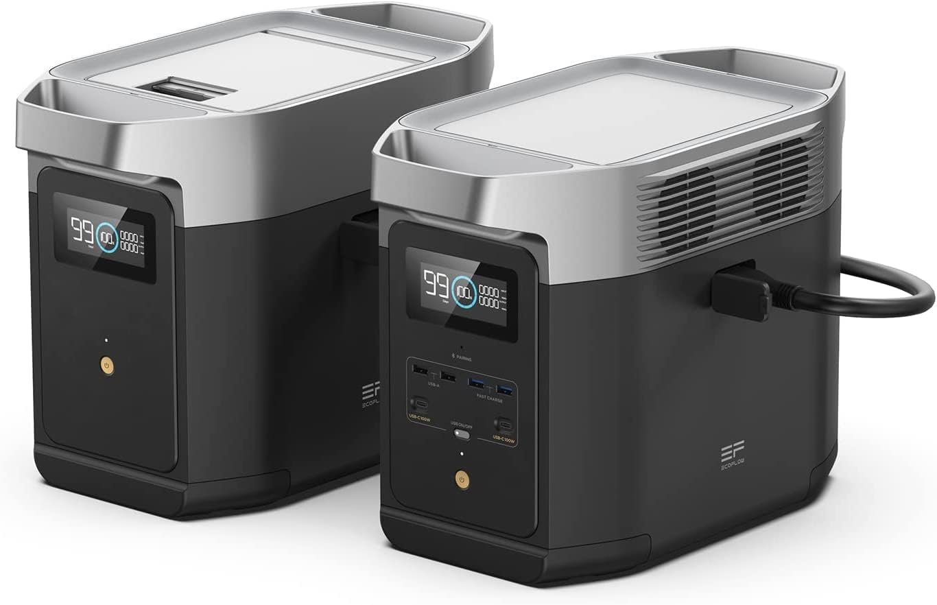 EF ECOFLOW Portable Power Station DELTA 2, 1024Wh LiFePO4 (LFP) Battery, 1800W AC/100W USB-C Output, Solar Generator(Solar Panel Optional) for Home Backup Power, Camping & RVs