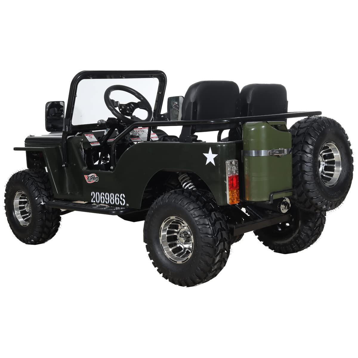 X-PRO Ranger 125 125cc Go Kart with 3-Speed Semi-Automatic Transmission w/Reverse, Big 18" Aluminium Rim Wheels!(Army Green)