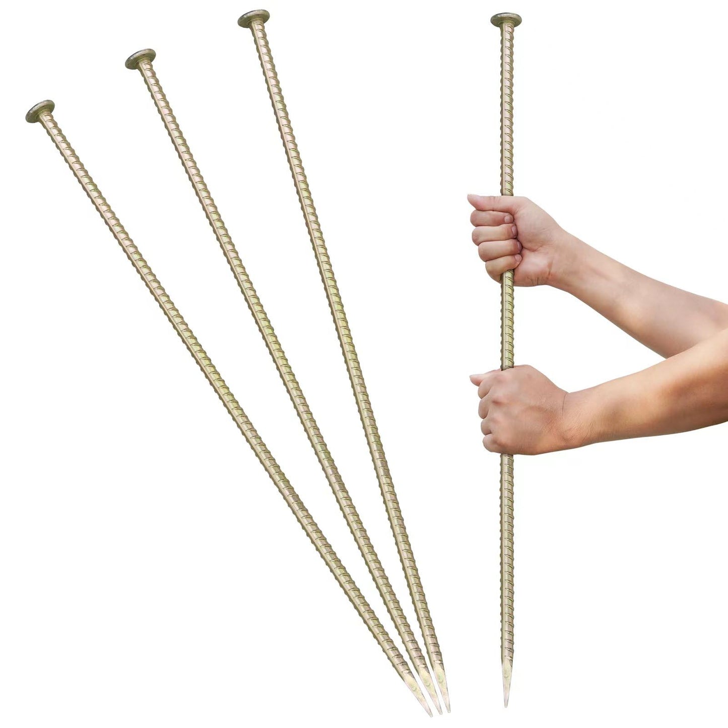 30 Inch Long Rebar Stakes - 9/16 Inch Diameter Heavy Duty Asphalt Anchors, Galvanized Steel Ground Anchor for Speed Bump, Wheel Stop, Tent and More (4 Counts)