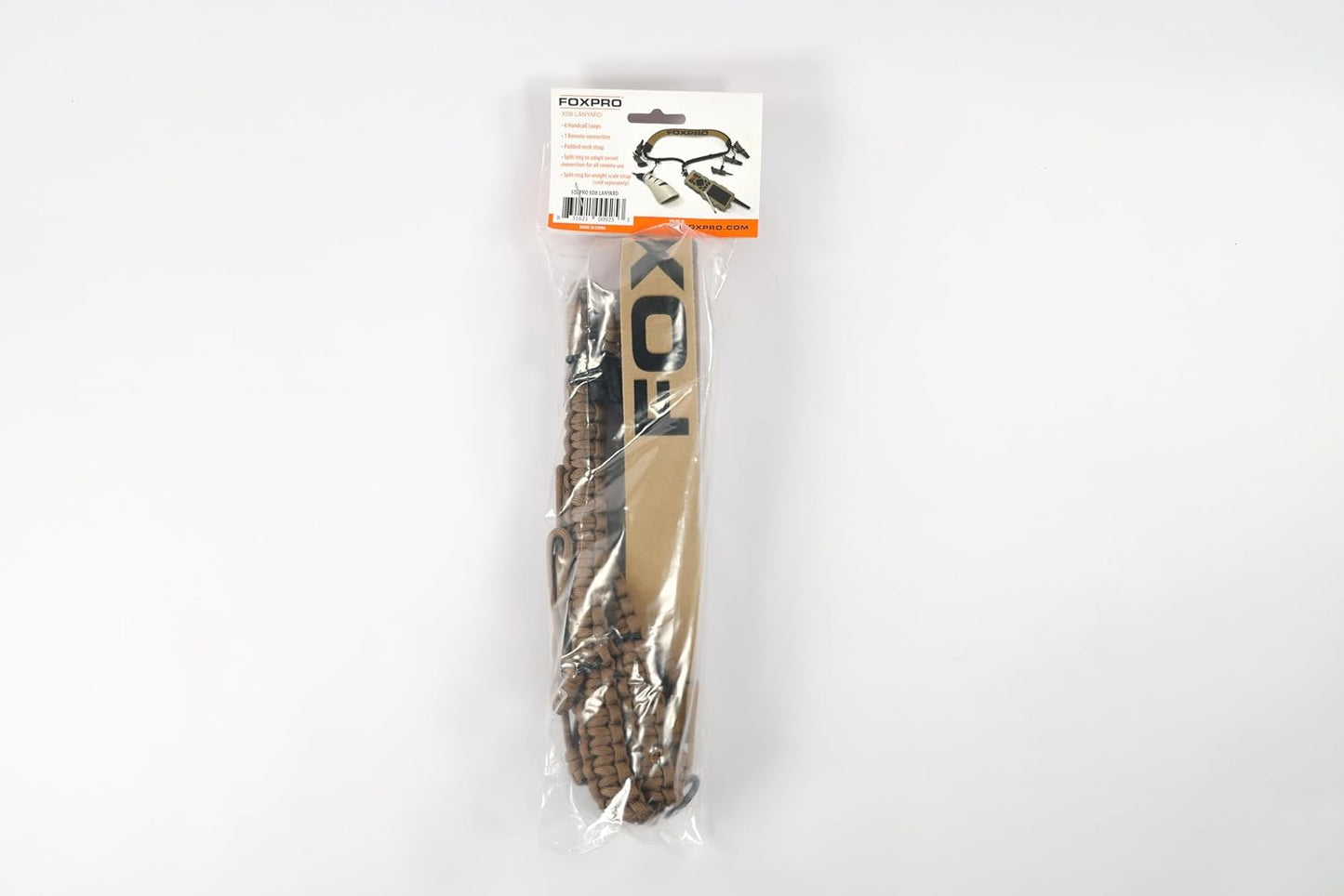 FOXPRO XD8 Tier Coyote Call Lanyard in Tan and Black Paracord Designed to Hold 6 Calls and Predator Electronic Game Call Remote