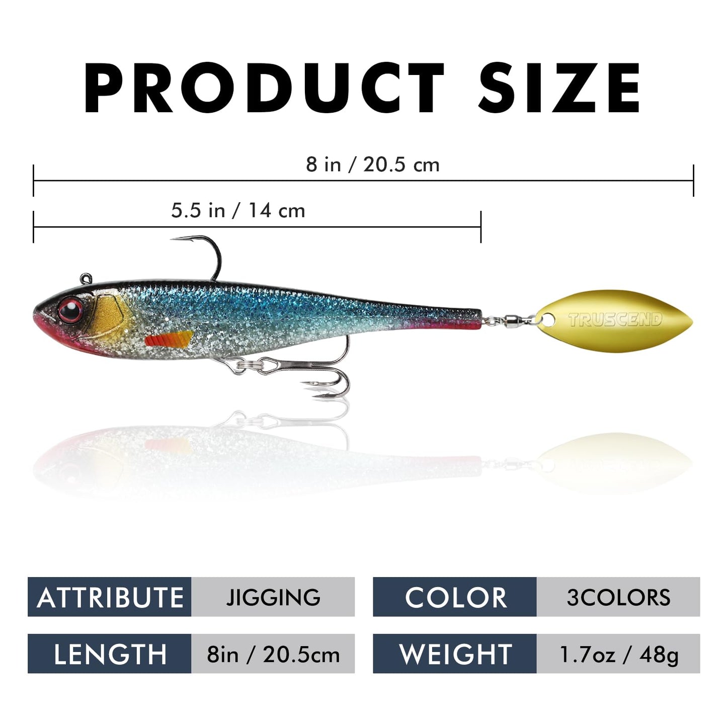 TRUSCEND Easy Catch Pre-Rigged Soft Lures, Vibrating Swim Action, Trembly Sinking Move, Amazing Soft Swimbait for Family Fishing, Well-Made Fishing Lures for Bass Trout Crappie Walleye Pike Redfish