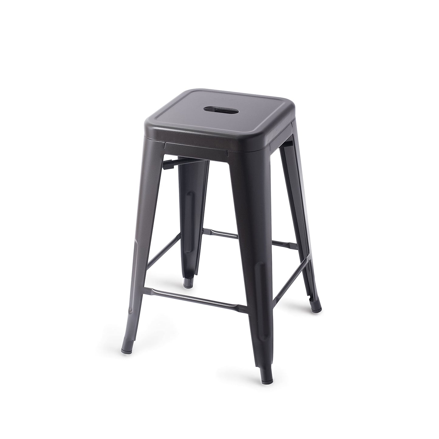 Amazon Basics Metal Bar Stools, 24-Inch Seat Height, Set of 4, Black