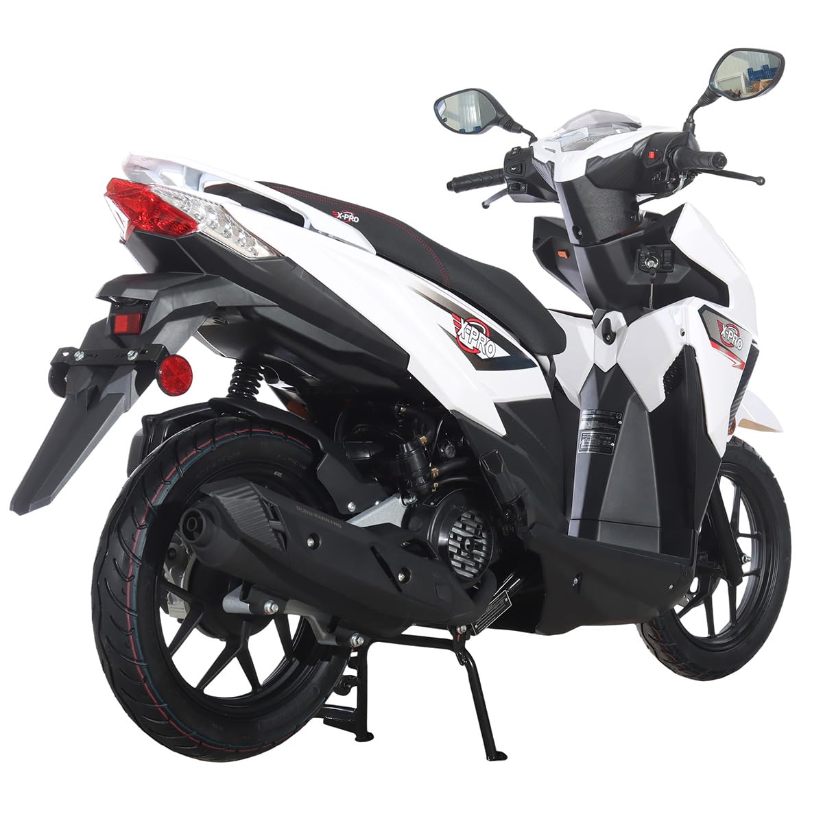 X-PRO Orion 200 Gas Moped Adult Gas Street Moped with 14" Wheels! LED Headlight!