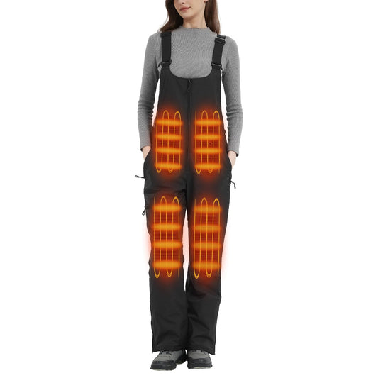 Women's Waterproof Heated Insulated Bib Overalls with Battery Pack